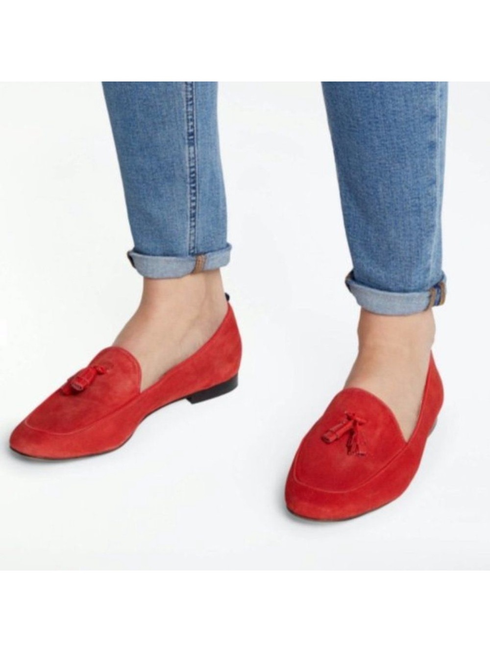 Boden Ines Red/Orange Suede Tassel Loafers Size 39